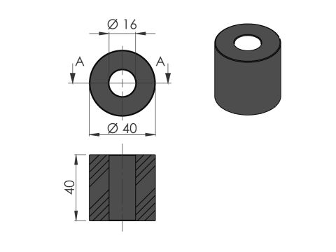 Kumijoustin 40x12x40 mm