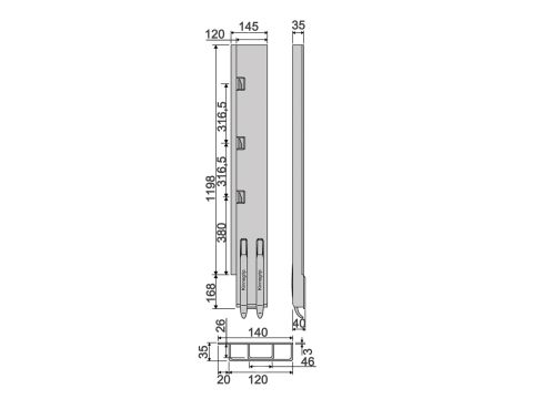 Kinnegrip K5-1200, taka leveä - VK