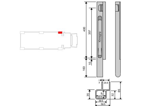 Kinnegrip K20-400 alu, etu-VK