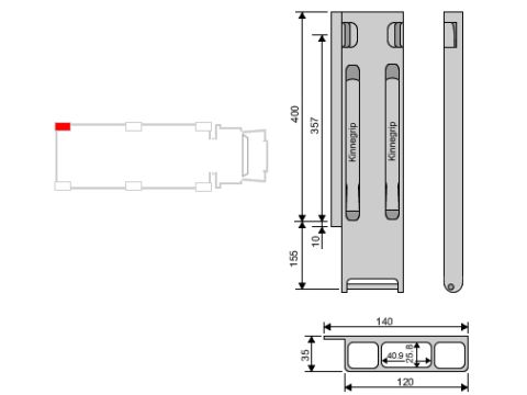 Kinnegrip K20-400 alu, taka-VK