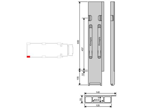 Rear Pillar Kinne K20 alu 600 R/H