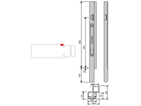 Front Pillar Kinne K20 alu 600 L/H