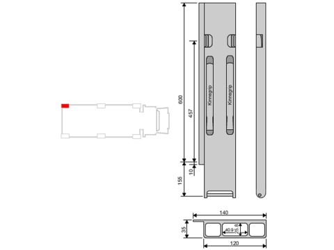 Rear Pillar Kinne K20 alu 600 L/H