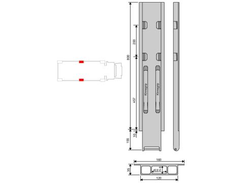 Kinnegrip K20-800/2 alu, sivu