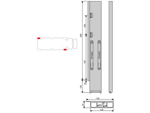 Kinnegrip K20-800 alu, taka-VK