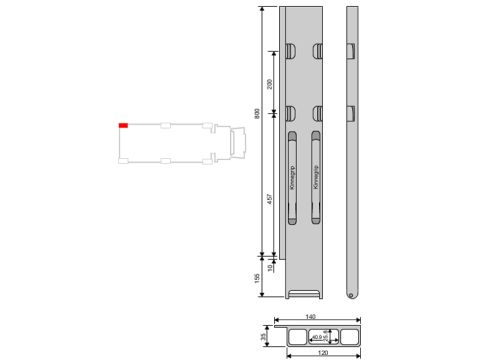 Kinnegrip K20-800/2 alu, taka-VK