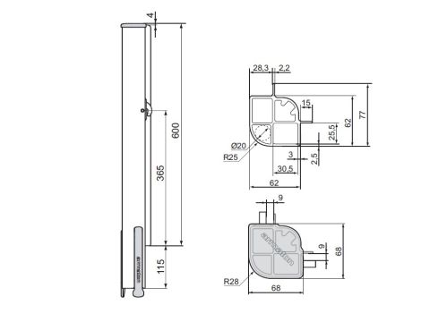 Armaton 4000XF rear R/H / L/H 600mm