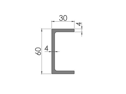 U-Profiili 2972/60x40x4 AL