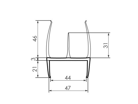 P&L PVC Door Seal 44 mm/2.8 m